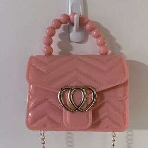 Pink Plastic Jelly-Feel Handbag with Beaded Handle
